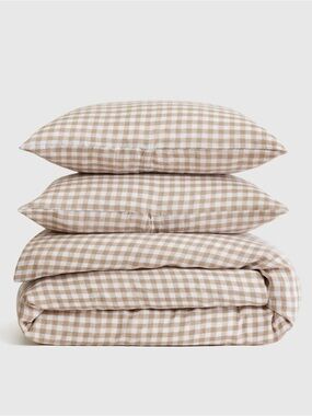Gingham Cafe European Linen King/Cal King Duvet Cover Set - Retail $214